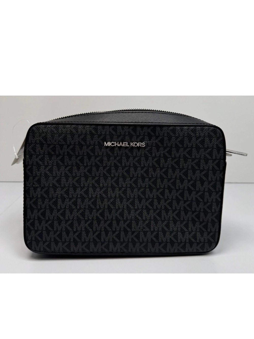 Michael Kors Jet Set Large Logo Crossbody Bag Black Signature NWT #